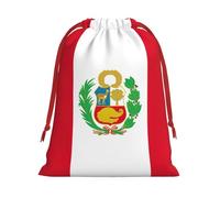 Sac cadeau réutilisable avec cordon de serrage imprimé drapeau du Pérou pour un anniversaire, un mariage, une organisation quotidienne d'événements