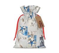 Sac cadeau réutilisable avec cordon de serrage imprimé étoile de mer et phare