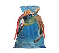 Sac cadeau réutilisable avec cordon de serrage imprimé tortues de mer