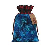 Sac cadeau réutilisable avec cordon de serrage Motif tortue de mer Bleu