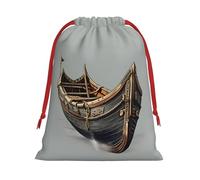 Sac cadeau réutilisable avec cordon de serrage Motif vieux bateaux vikings