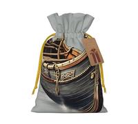 Sac cadeau réutilisable en lin avec cordon de serrage Motif bateau viking