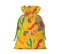 Sac cadeau réutilisable en lin avec cordon de serrage pour chapeau de cactus et piment