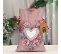 Sac cadeau romantique avec cordon de serrage pour fête de mariage, anniversaire, sac cadeau unique, sac en toile réutilisable, 1 pièce M