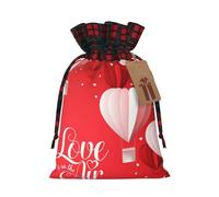 Sac cadeau romantique imprimé avec ballon en forme de cœur, sac cadeau en toile de jute avec blocage des couleurs parfaites