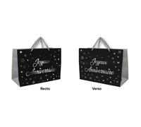 Sac cadeau - SURPRISEZ VOUS - 30x25cm - Gris - Argent - Papier glacé épais