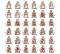 Sac Cadeau Toile de Jute - Pochette Cadeau en Jute Double Cordon Bonhomme de Neige, Père Noël, Renne, Pingouin Sac en Jute Ecologique pour Cadeau de Noel (Marron, 4 motifs - Lot de 36)