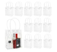 Sac Cadeau Transparent,15x12.7x6.5cm Sac Cadeau Avec Poignées,12PCS Sacs Fourre-Tout En Plastique Réutilisables,Pour Anniversaires,Mariages,Vacances Et Fêtes,Noël Fête D'anniversaire Party,Prénatale