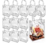 Sac Cadeau Transparent, 30pcs Bonbon en Sachet, Sachet Fourre-tout en PVC Mariage, Sac Shopping en Réutilisables avec Poignées, pour Fêtes De Noël, Anniversaire De Mariage 20x20x8cm