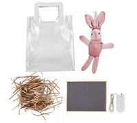 Sac-cadeau transparent en PVC avec poignée en cuir PU, sac de transport écologique pour cadeaux, ensemble de sacs-cadeaux transparents avec lumière LED et raphia, idéal pour (Or)