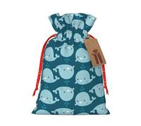 Sac cadeau unique réutilisable en toile avec cordon de serrage pour fête de mariage, anniversaire, motif baleines de dessin animé, 1 petite taille