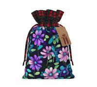 Sac cadeau violet camélia bicolore avec cordon de serrage S beau pratique adapté pour Noël et anniversaire