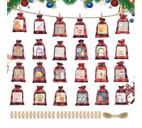 Sac calendrier de Noël 24 jours - Compte à rebours de l'Avent avec cordon de serrage - Sacs à bonbons avec cordon de serrage pour, filles, garçons, famille, amis