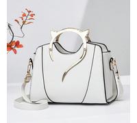 Sac carré avec poignée en métal, Blanc avec lien de contraste, Meilleures idées de cadeau pour la fête des mères, Cadeaux pour la fête des mères, Cadeaux pour maman, Essentiels de maman, Sac de maman