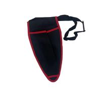 Sac ceinture à outils intégré résistant à l'eau en tissu idéal pour les entrepreneurs, coiffeurs, menuisiers, Noir avec bord rouge.