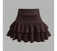Sac Chance: 5 pièces Aléatoire 1 pièce Envoyée Filles Adolescentes Enfants Printemps/Été Nouvelle Jupe Mini Taille Basse A-Line Froncée Coupe Slim Imprimé Pois Marron Tricotée Style Minimaliste Décont