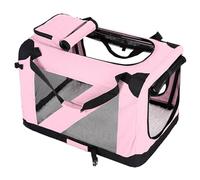 Sac Chien Panier Voiture Chien Caisse Pliable Animaux De Companie Tissu Oxford Filet Cadre en Métal, Coussin Inférieur Et Poignées De Transport Inclus(Rose,72 * 52 * 52cm)