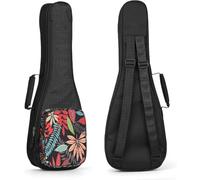 Sac Coloré pour Ukulélé 26 Pouces, Housse pour Ukulélé, Soprano Etui Ukulélé, Rembourré pour Ukulélé avec Bretelles Réglables, Rembourrage épais et Fermeture à Glissière Améliorée, Fleurs