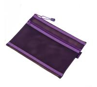 Sac compact double couche en maille transparente pour cosmétiques, écouteurs, cartes d'identité, organisation, en nylon (violet)