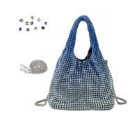 Sac complet pour femme avec cristaux scintillants pour fête, bal de fin d'année, mariage, Bleu cataclysmique, 15*15*15cm