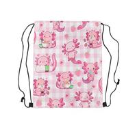 Sac Cordon De Sport Axolotl Roses Mignon Grande Capacité Sac À Dos À Cordon Pliable Drawstring Bag pour Plage Football Surf