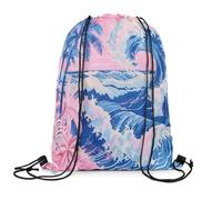Sac Cordon De Sport Plage Roses Réglable Sac À Dos À Cordon Imperméable Drawstring Bag pour Surf Yoga Gymnastique