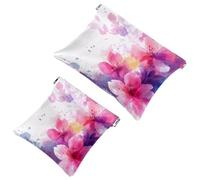 Sac cosmétique à fleurs cosmos rose aquarelle, sac de maquillage étanche à presser sans fermeture à glissière, mini rangement de voyage portable pour écouteurs bijoux, Multi 04, 7.1x5.8 pouces/4.7x4.5