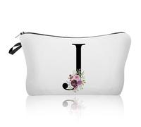 Sac Cosmétique de Voyage Portable - Rangement Imprimé de Fleurs Alphabet, Maquillage, Mariée, Mariage (J)