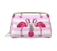 Sac cosmétique d'été en cuir imprimé flamant rose et ananas avec fermeture éclair, organisateur cosmétique de voyage, sac de rangement en cuir, flamant rose tropical d'été et ananas, taille unique,