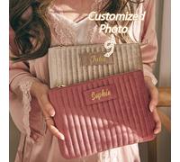 Sac cosmétique personnalisé avec nom, cadeau de demoiselle d'honneur, cadeau de mariage, trousse de toilette de voyage, sac à maquillage, cadeau d'anniversaire pour elle, cadeau de fête des mères Poly