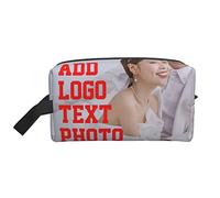 Sac cosmétique personnalisé Trousse de maquillage avec votre propre nom de conception Logo Photo de mariage Souvenir de mariage pour animaux de compagnie Sac de rangement personnalisé Trousse de