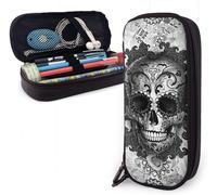Sac ¿¿ Crayons Sugar Skull Noir Organisateur Sac De Papeterie Grand Grand Sac ¿¿ Stylo Compartiments Pochette ¿¿ Crayons Po