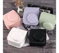 Sac d'appareil photo en polyuréthane conçu spécifiquement pour Fujifilm pour Mini 8 9 11 12 avec sangle amovible et espace de rangement arrière pour photos (rose)