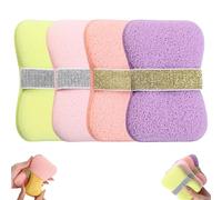 Sac de bain double face, 2 en 1, éponge de bain pour le visage et le corps, sac à savon en maille exfoliante, porte-savon de bar pour la douche (4 pièces)
