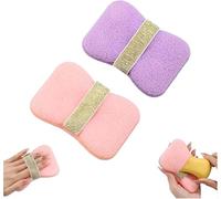 Sac de bain moussant double face, éponge de bain exfoliante avec poignée en filet, idéal pour la salle de bain, les voyages, le camping, le bain quotidien et les soins de la peau.