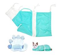 Sac de Bain pour Chat avec Brosse de Massage - Kit de Douche en Filet pour Animaux de Compagnie