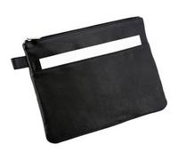 Sac de banque avec poche avant, cuir, noir