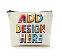 Sac de beauté en lin beige Your Image Here Collaborer Leaving Gifts, beige, Taille unique