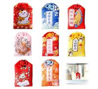 Sac de Bénédiction Amulette 8pcs Porte Bonheur Amulette Une Bonne Santé Amulette Porte Bonheur Omamori Charme Chanceux Amulette Fortune pour Santé Carrière Education Sécurité