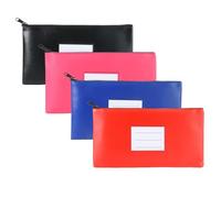 Sac de Billet en PU 4Pcs Pochettes de Dépôt Bancaire Bank Bag with Zipper Pochette de Dépôt avec Fermeture Éclair pour l'Argent, Document, Bijoux Passport