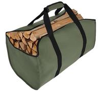 Sac de bois pliable et résistant à l'eau en toile durable pour transport de bûches. Avec poignée idéal pour stockage - Vert Armée.