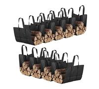 Sac de Bois pour cheminées Ouvert, Lot de 9, en Polyester, Panier de bûches Portable, Pliable, résistant, Noir