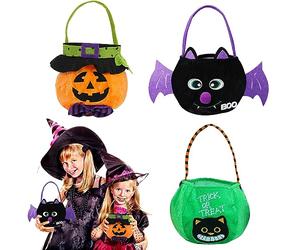 Sac de Bonbons d'Halloween, RosyFate 3 Pièces Sac Citrouille, Sorcière Vampire d'Halloween, Trick or Treat Sac, pour Halloween Party Aider les Enfants à Mendier des Bonbons et des Cadeaux (B)