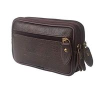 Sac de boucles de ceinture en cuir pour homme Étanche Portefeuille pour téléphone portable Pochette Poche pour monnaie étui à cigarettes, Café