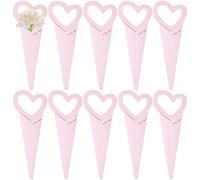 Sac de Bouquet, emballage, 10 pièces/ensemble boîte-cadeau à fleur unique, sacs floraux en cône, sac d'emballage roses faire soi-même(Pink)