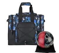 Sac de bowling, sac de bowling, sac de transport pour 1 balle, design de sac à main, ceinture réglable, sacs multifonctionnels pour hommes et femmes, compartiment pour serviettes et chaussures, bleu