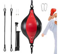 Sac de boxe à double extrémité portable réglable élastique en cuir PU | Ballon d'entraînement de boxe Core Training Coordination Adultes Enfants Entraînement de vitesse Boxe Gym Entraînement