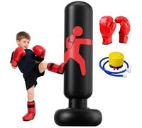 Sac de Boxe Enfant, 160 cm Gonflable Sac de Frappe, Set de Boxe pour Enfants 6-12 Ans Jouet d'exercice,Sport Sac de Kickboxing pour Pratiquer Le Karaté, Le Taekwondo et Le MMA