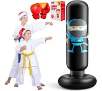 Sac De Boxe Enfant Ninja Design Gonflable Sac De Frappe Avec Gants De Boxe 160cm Sac De Frappe Avec Support Rebond Instantané Pour S'entraîner Au Karaté Taekwondo Mma Cadeaux Noel Enfant