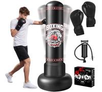 Sac de Boxe pour Enfants, Qoosea 170cm Sac de Frappe Gonflable avec Gants de Boxe, Punching Ball Enfant pour Karaté, Taekwondo, Idéal Cadeau pour Garçons & Filles